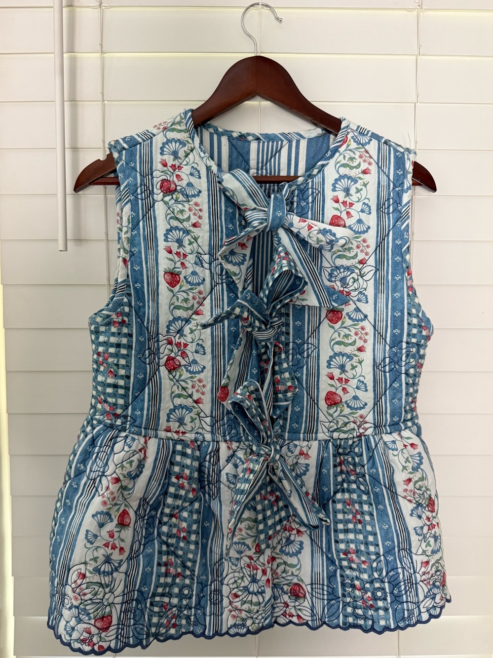 Damson Madder Anthropologie Cottagecore Strawberry Girl Reversible Vest Gilet